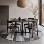 Silver Grey, Light Grey & Charcoal Abstract Wool Rug Round