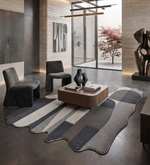 Silver Grey, Light Grey & Charcoal Abstract Wool Rug Shaped