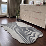 Grey & Ivory Abstract Flow Wool & Silk Rug Shaped