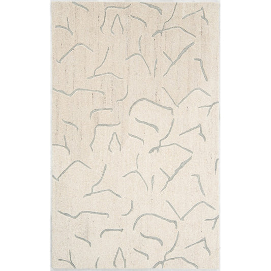 Ivory & Grey Abstract Branch Pattern Wool Rug — Square 9