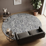 Olive Green Vintage Floral Medallion Wool Rug Round