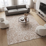 Wheat Vintage Floral Medallion Wool Rug Rectangular