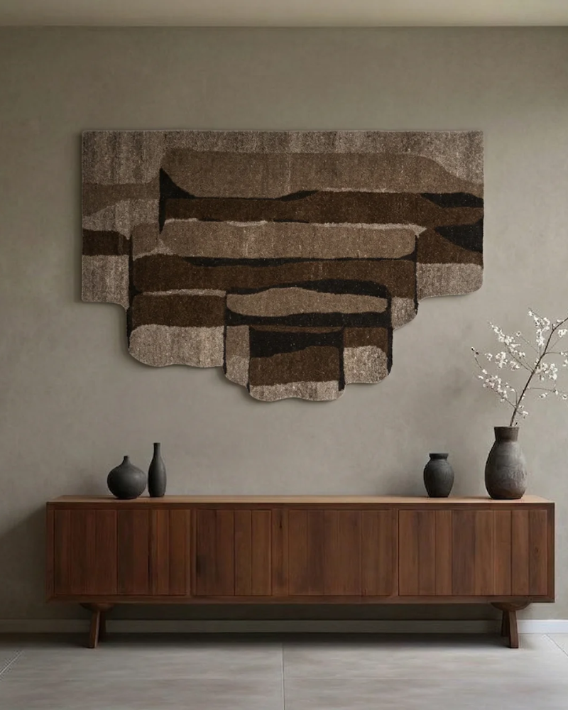 Brown & Tan Wave Stripe Wool Wall Art (2-Panel Set) 10