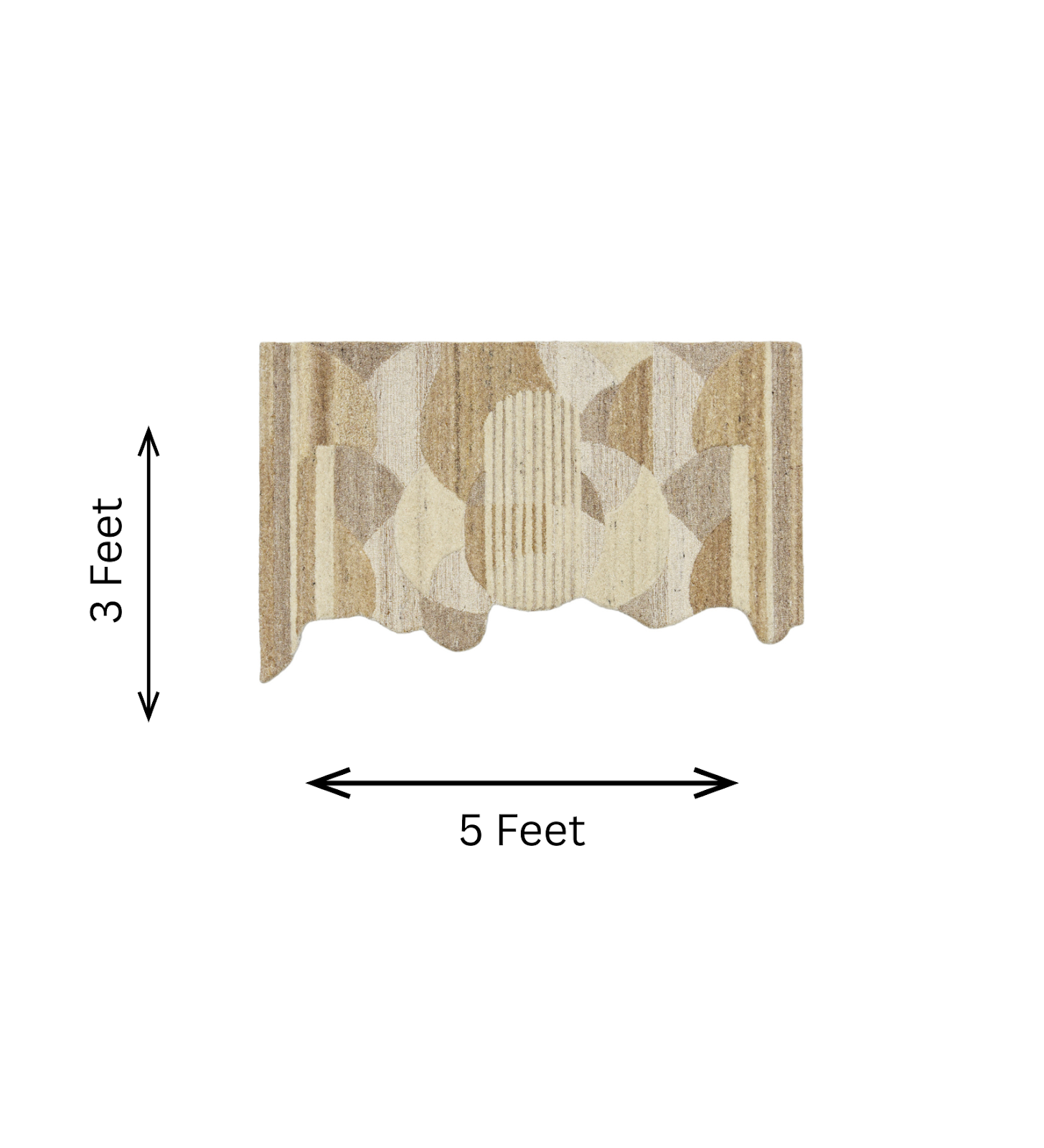 Beige & Tan Circle Stripe Wool Wall Art, Scalloped Edge 2
