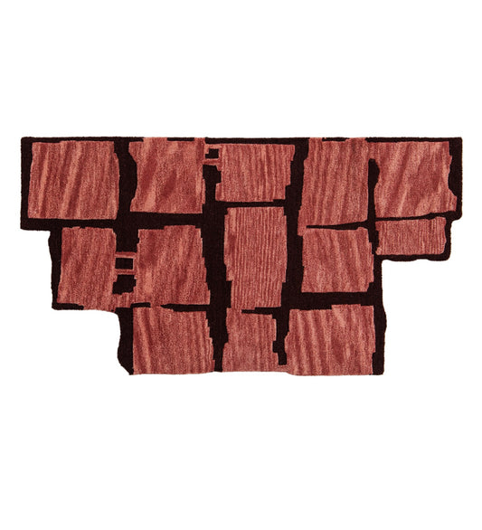 Blush Pink & Brown Modern Block Wool Wall Art 9