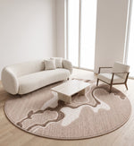 Beige & Ivory Abstract Organic Natural Wool Rug Round