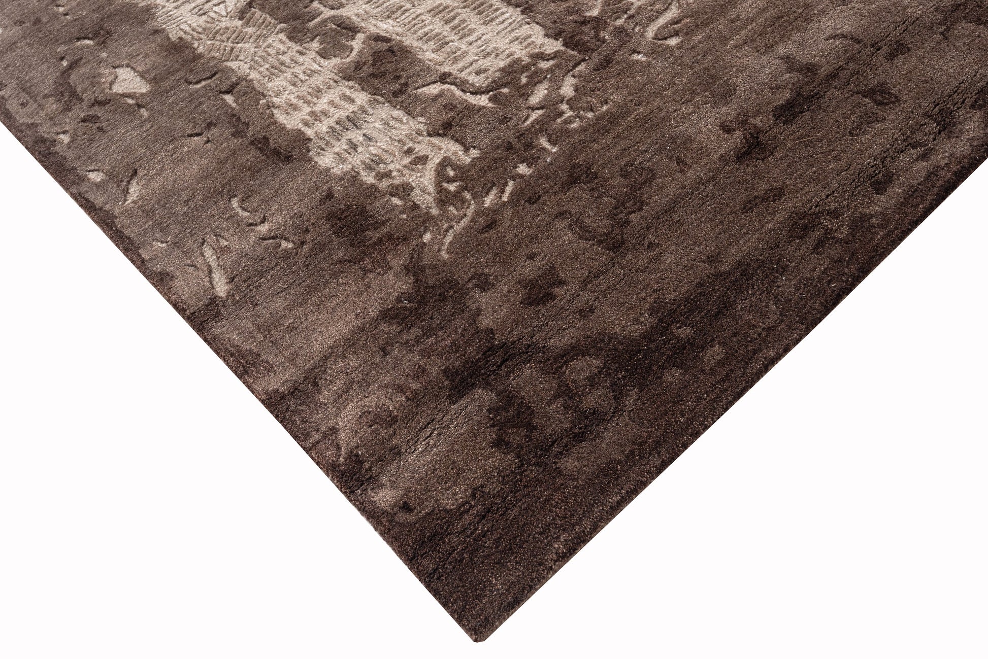 Smoke handmade wool and silk rug