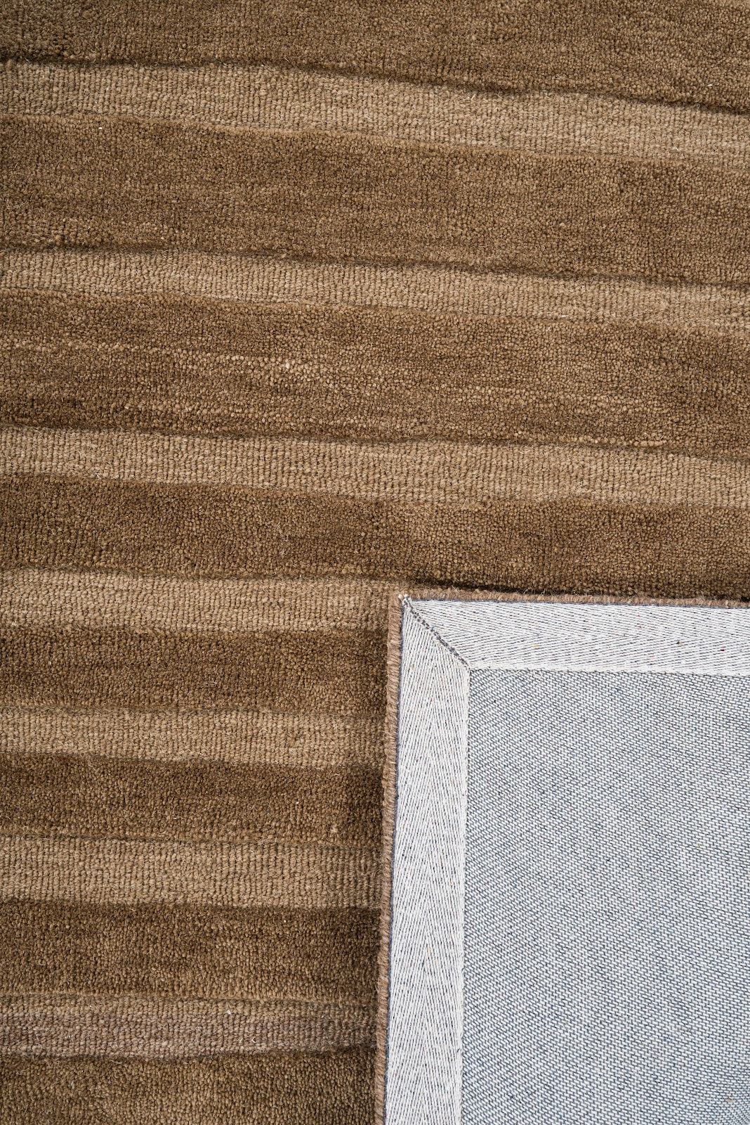 Brown & Tan Wave Stripe Wool Rug — Square 5