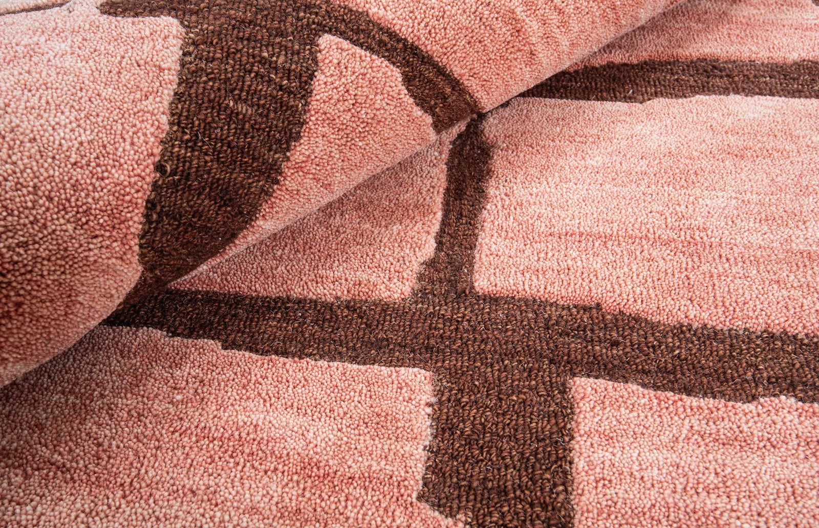 Blush Pink Modern Block Pattern Wool Rug — Square 4