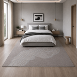 Ivory & Beige Abstract Wave Wool & Silk Rug Rectangular