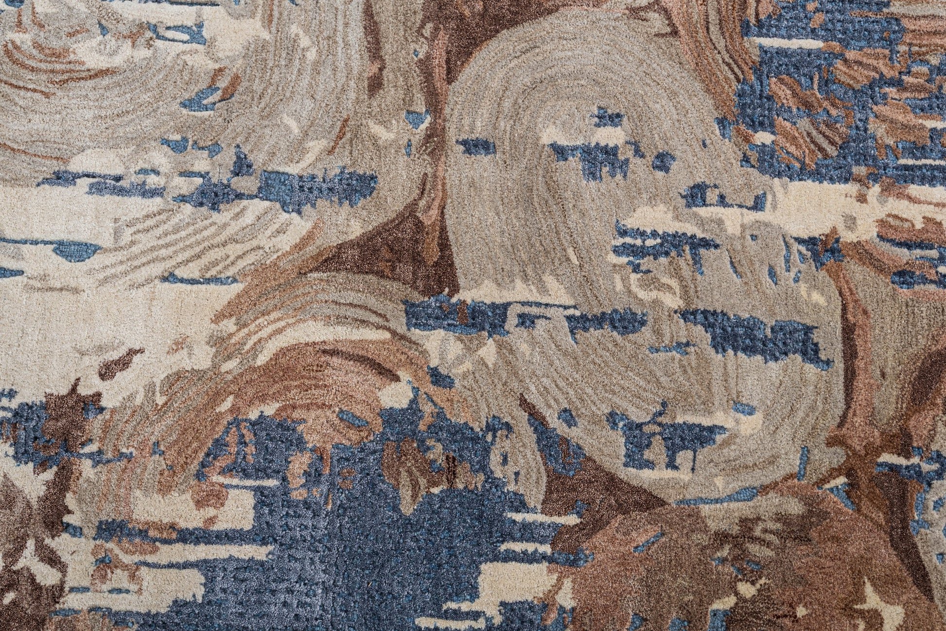 Ivory Brown handmade wool and silk rug