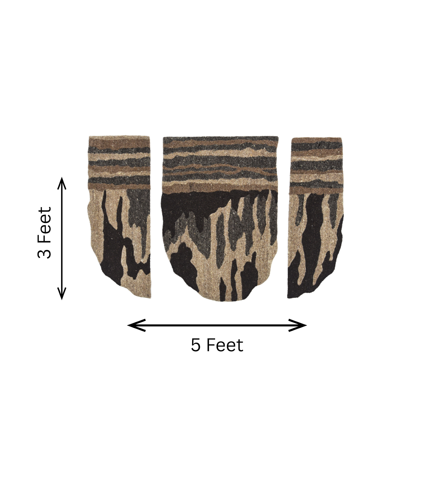 Beige & Black Abstract Stripe Wool Wall Art (3-Panel Set) 3