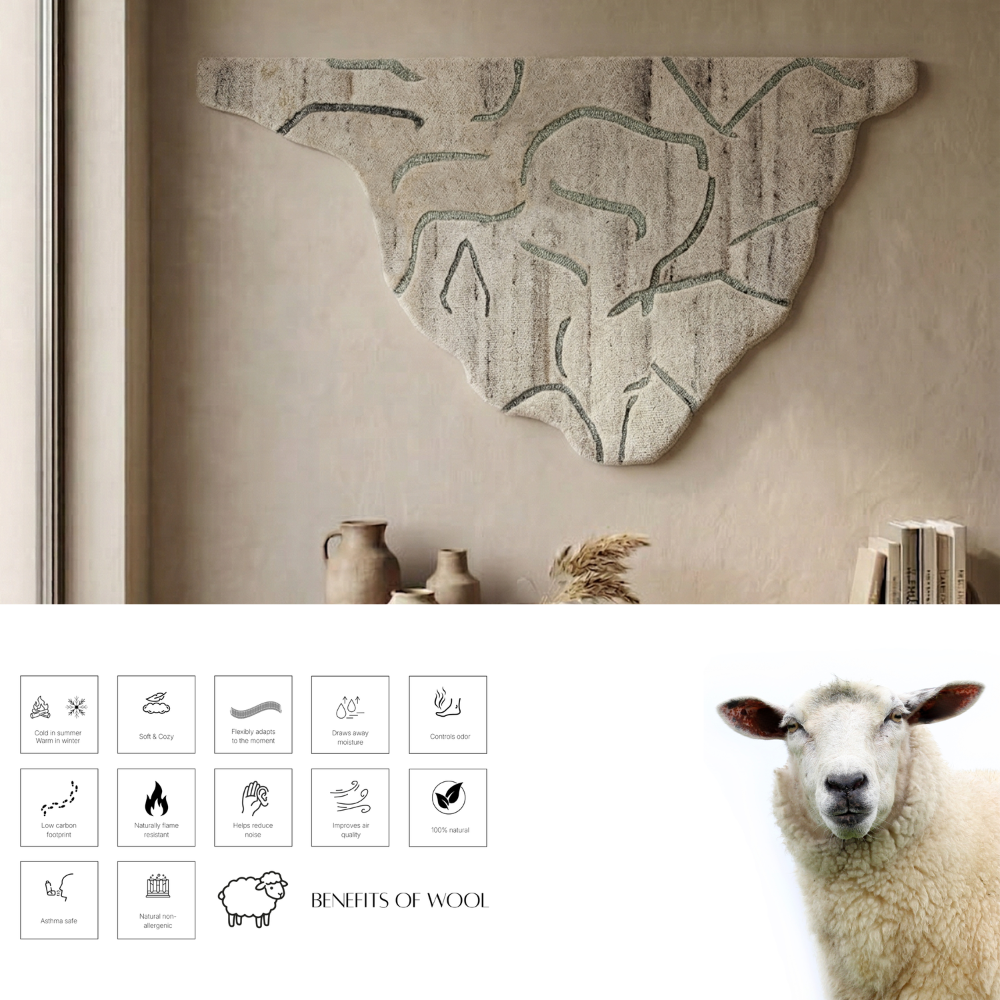 Ivory & Grey Abstract Branch Wool Wall Art 8