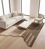 Brown & Tan Wave Stripe Wool Rug Shaped