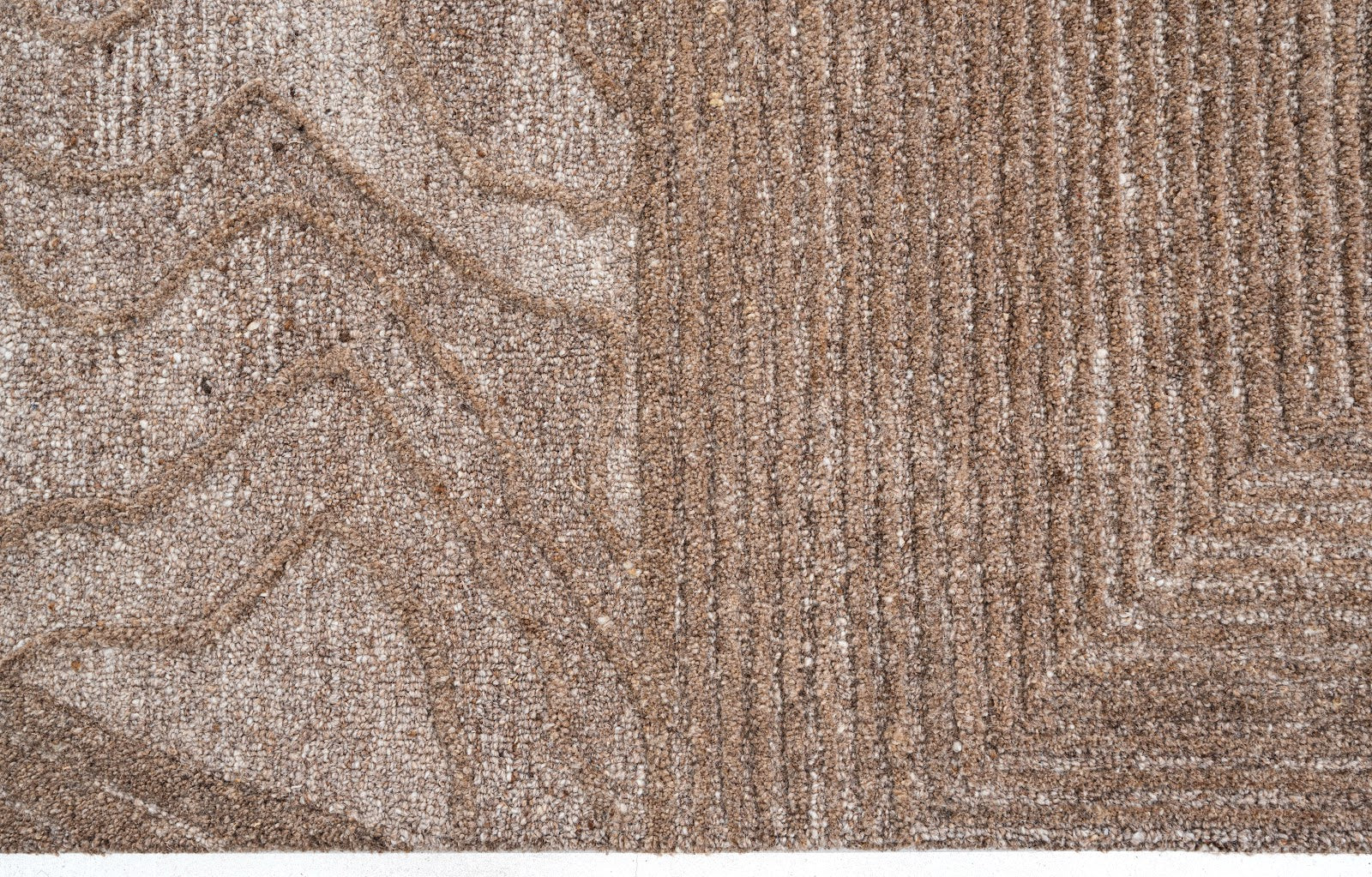 Brown, Beige & Black Abstract Leaf Pattern Wool Rug — Square 7