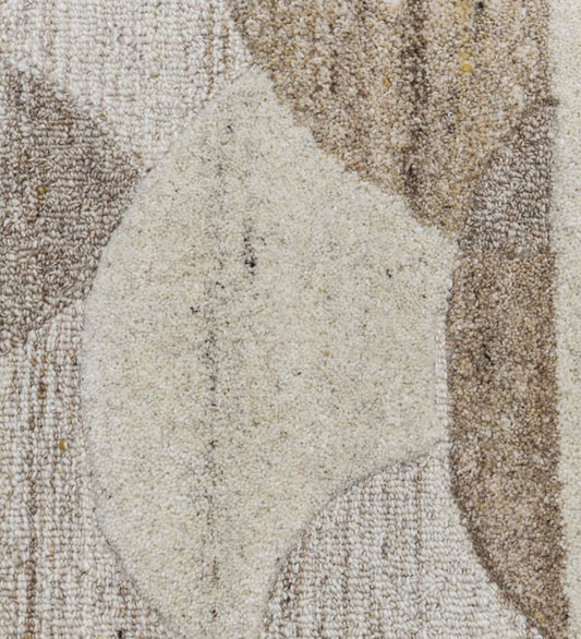 Beige & Tan Circle Stripe Wool Wall Art, Scalloped Edge 9