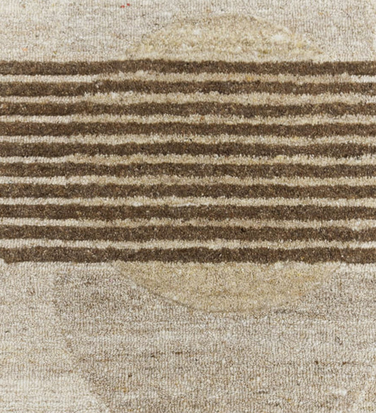 Ivory & Brown Circle Stripe Wool Wall Art with Border 9