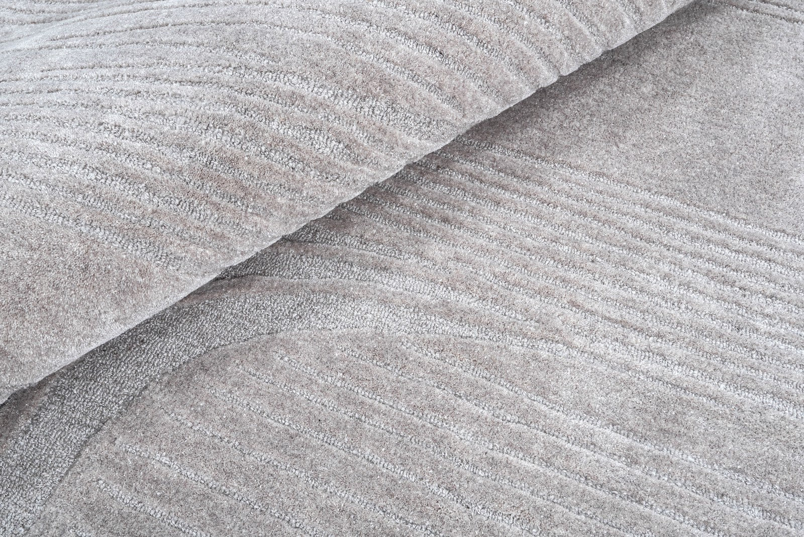 Grey & Ivory Abstract Flow Wool & Silk Rug — Round 4