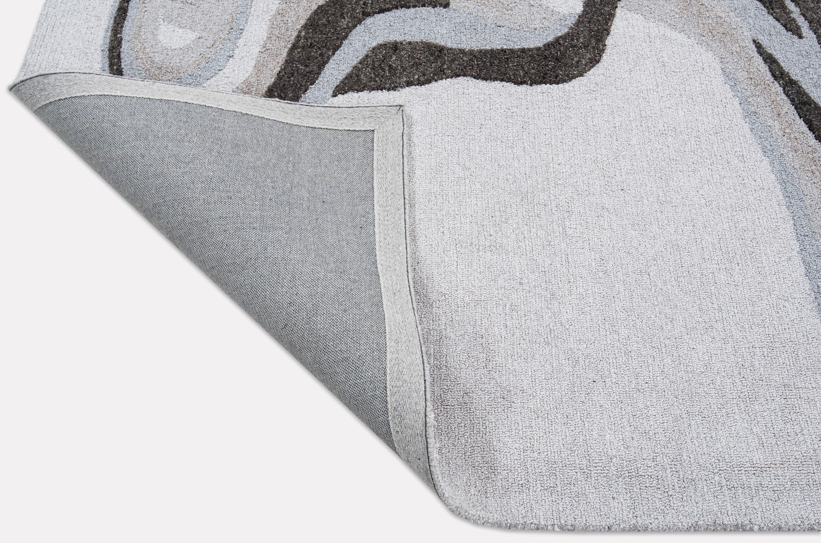Ivory, Grey & Charcoal Abstract Flow Wool & Silk Rug — Square 3
