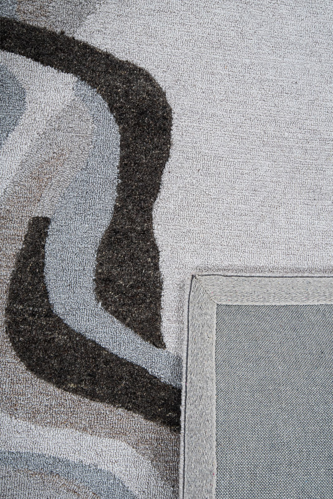 Ivory, Grey & Charcoal Abstract Flow Wool & Silk Rug — Square 5