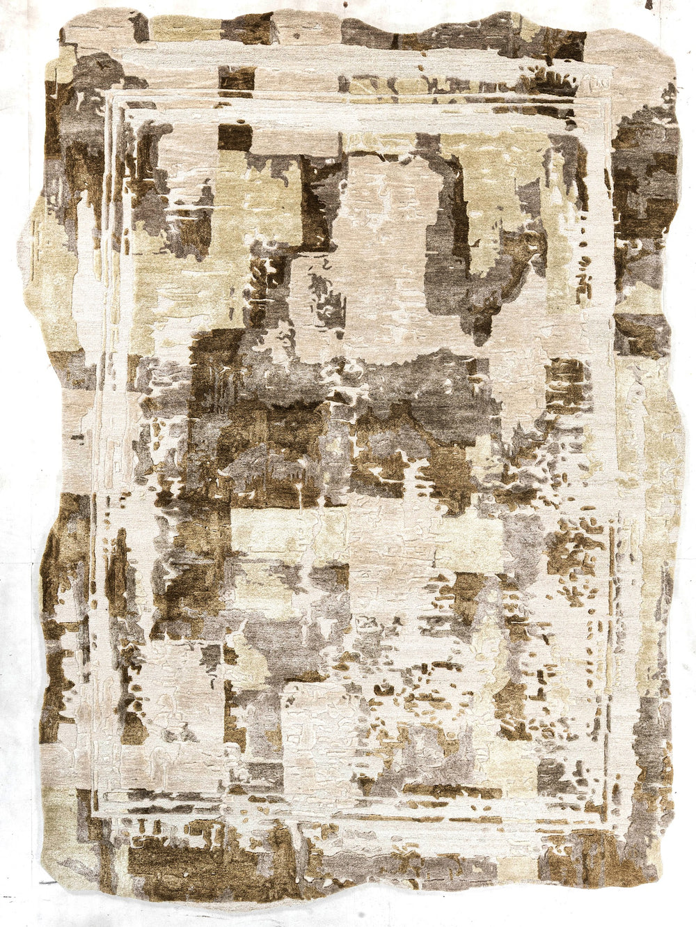 Ivory Silver handmade wool and silk rug in ivory, silver, grey and taupe