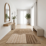 Brown & Tan Wave Stripe Wool Rug Rectangular
