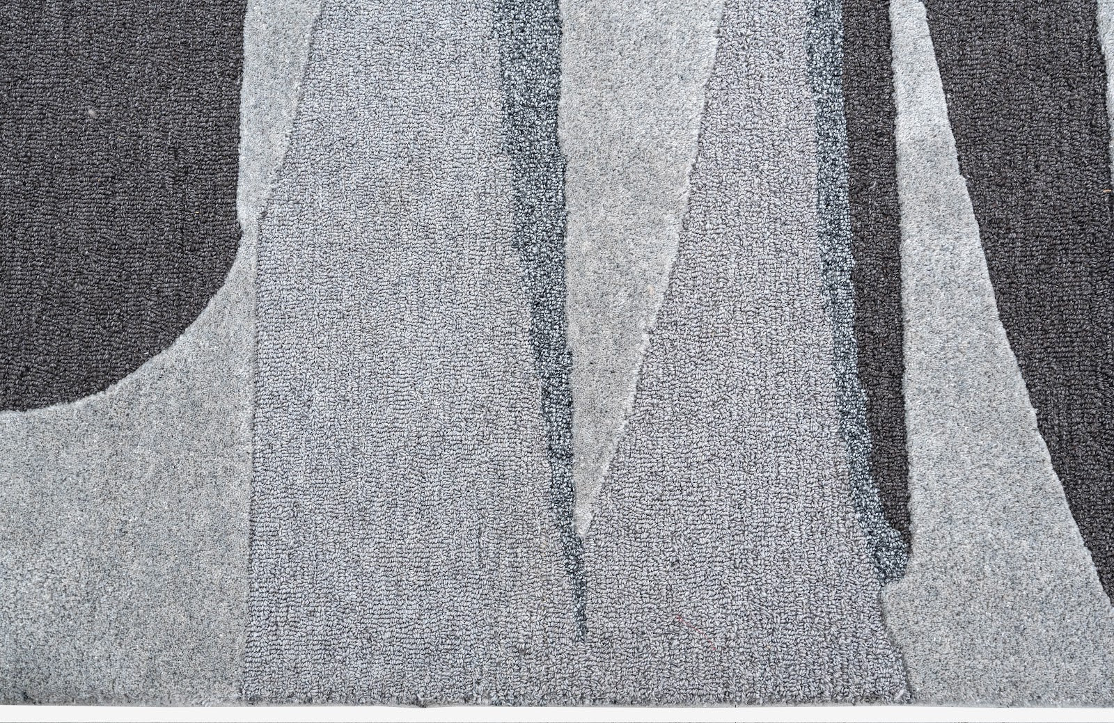 Silver Grey, Light Grey & Charcoal Abstract Wool Rug — Square 8