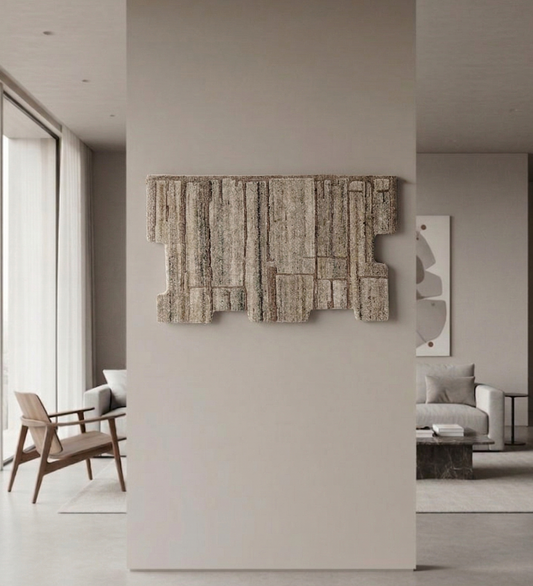 Ivory & Beige Linear Stripe Wool Wall Art 7