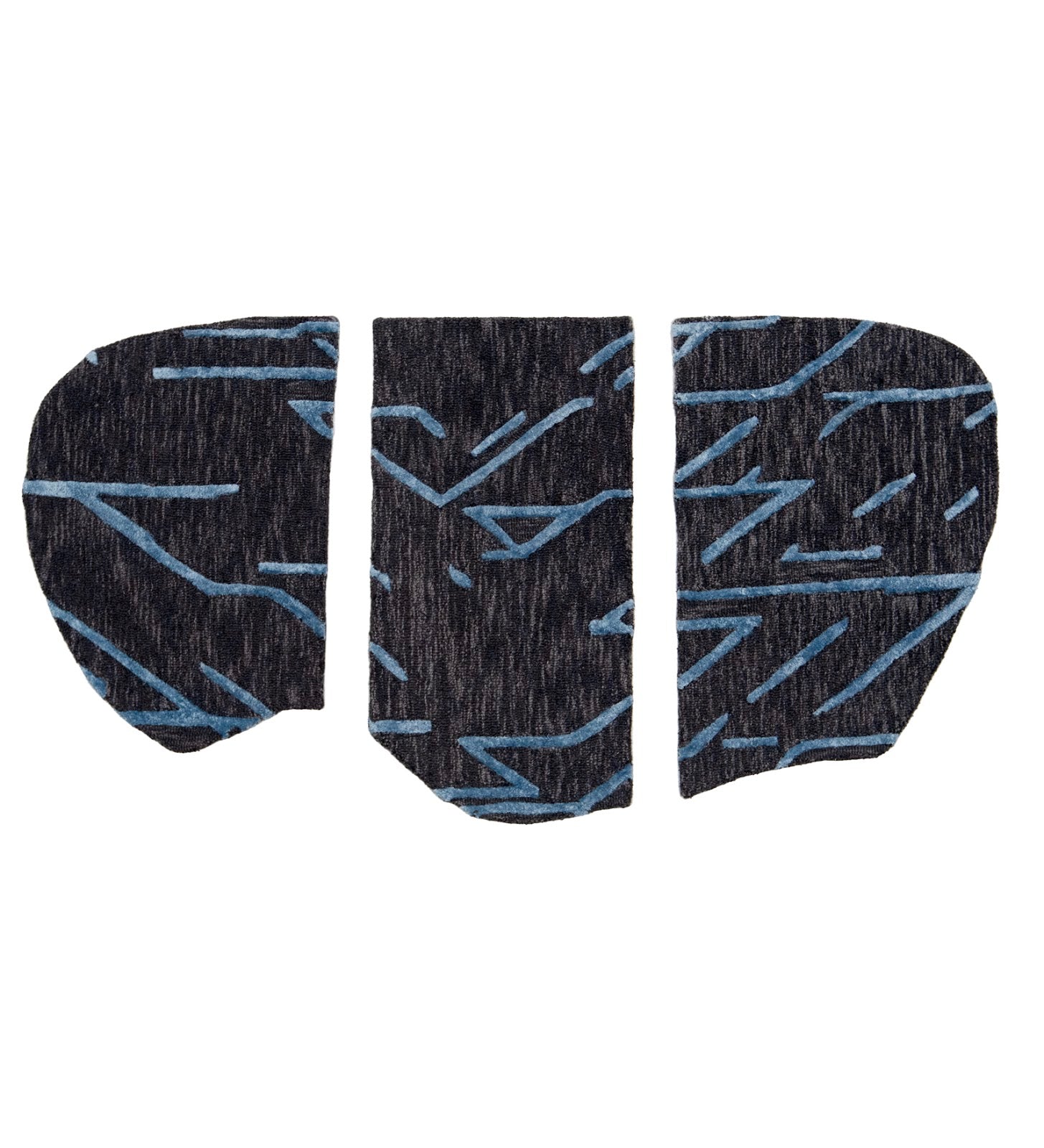 Charcoal Grey & Teal Abstract Line Wool Silk Wall Art (3-Panel Set) 9