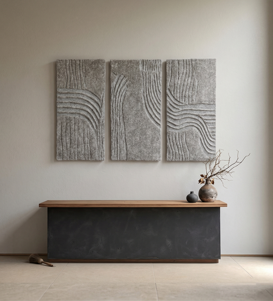 Blush Pink & Brown Modern Block Wool Wall Art 5