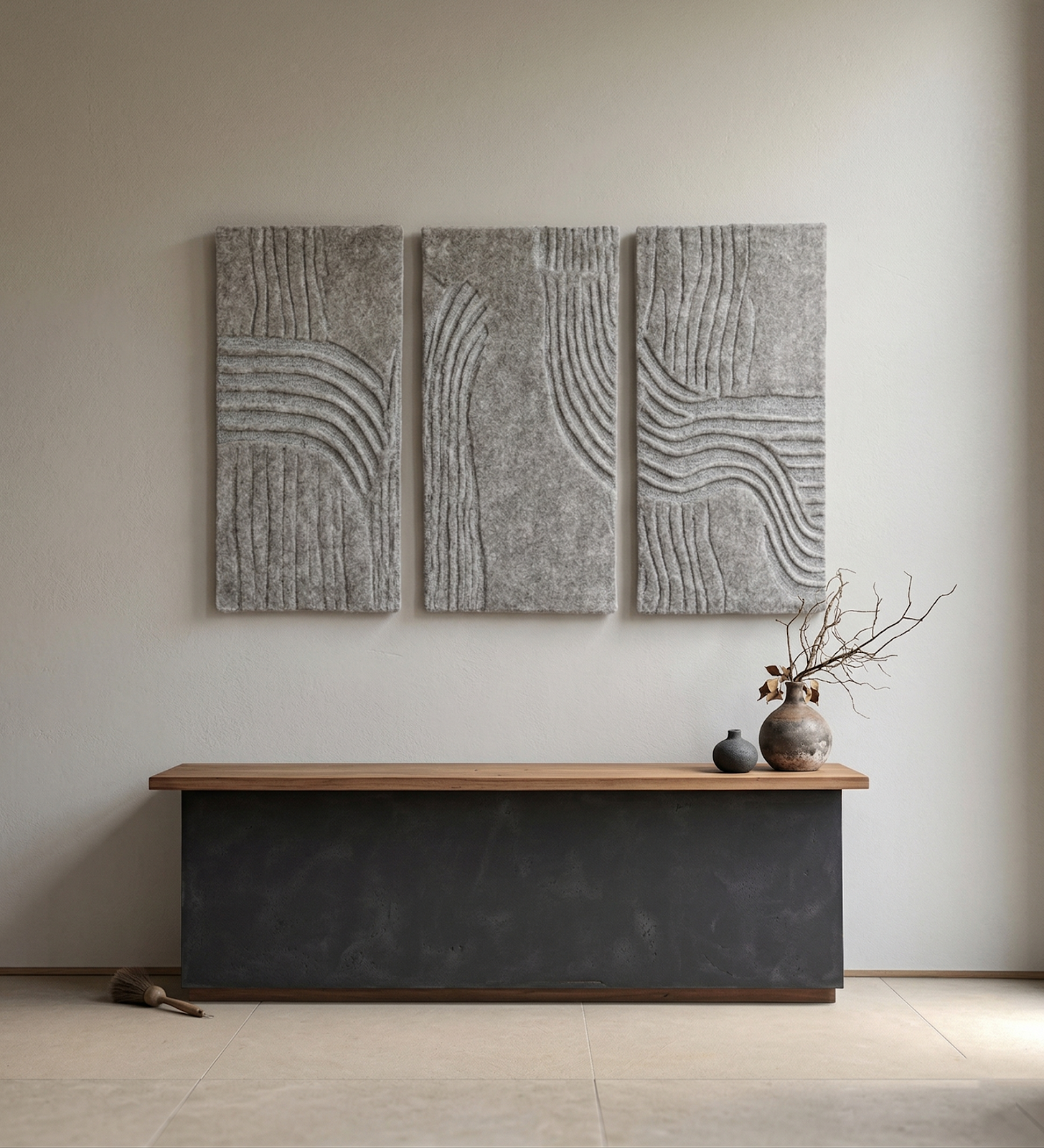 Blush Pink & Brown Modern Block Wool Wall Art 5