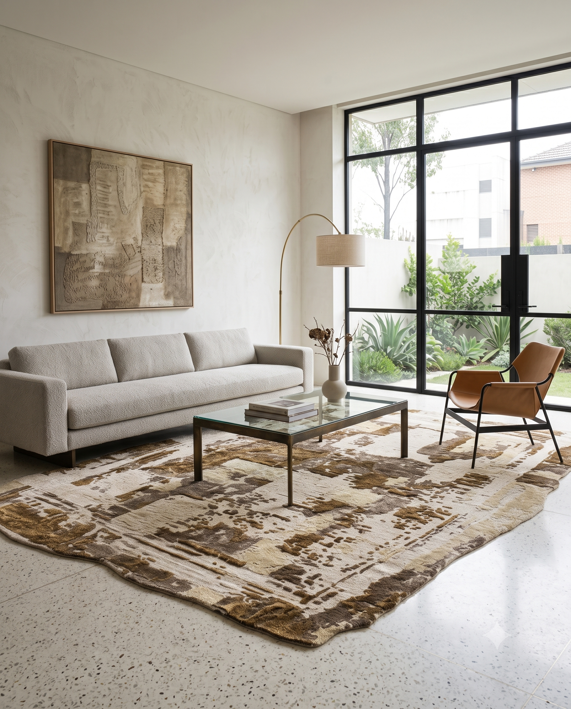 Ivory Silver handmade wool and silk rug