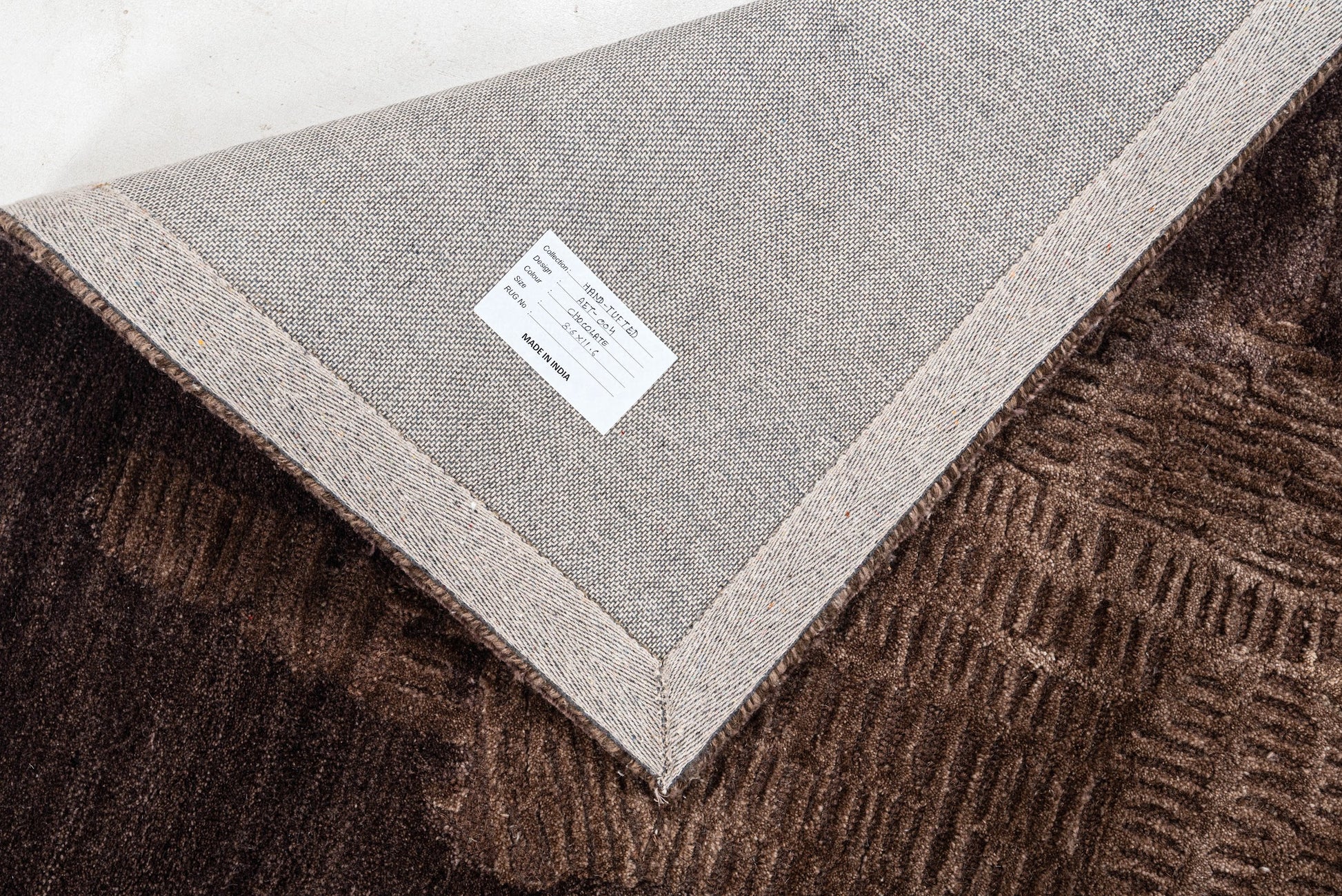 Chocolate handmade wool and silk rug