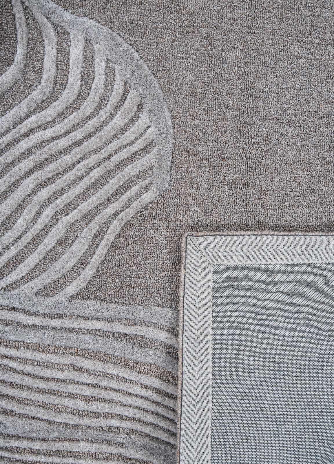 Ivory & Beige Abstract Wave Wool & Silk Rug — Square 6