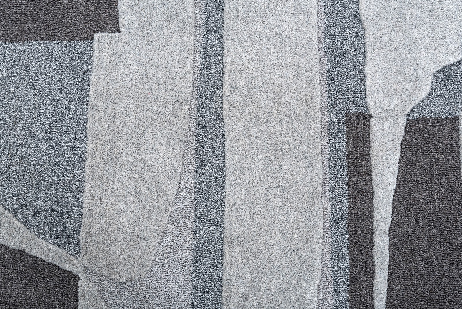 Silver Grey, Light Grey & Charcoal Abstract Wool Rug — Square 3