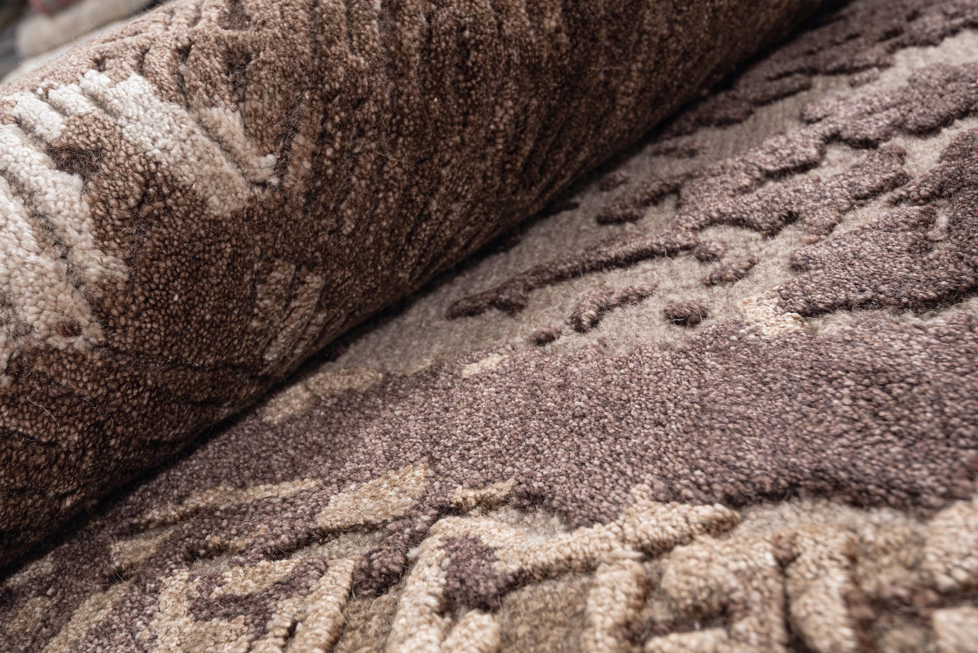 Chocolate handmade wool and silk rug