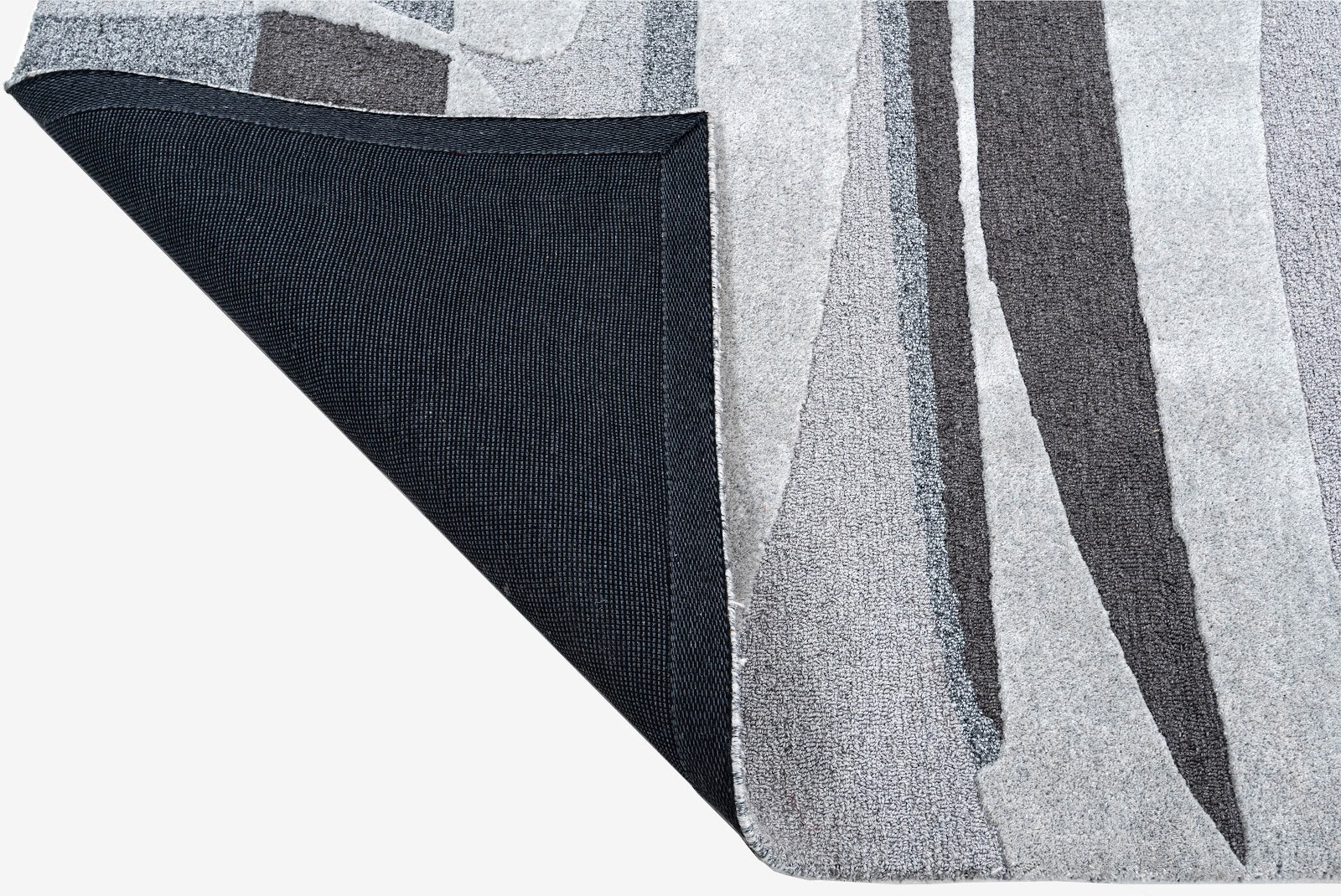 Silver Grey, Light Grey & Charcoal Abstract Wool Rug — Square 5