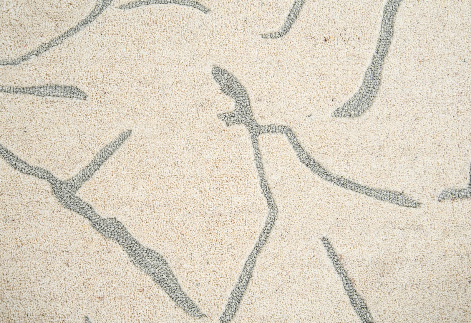 Ivory & Grey Abstract Branch Pattern Wool Rug — Square 3