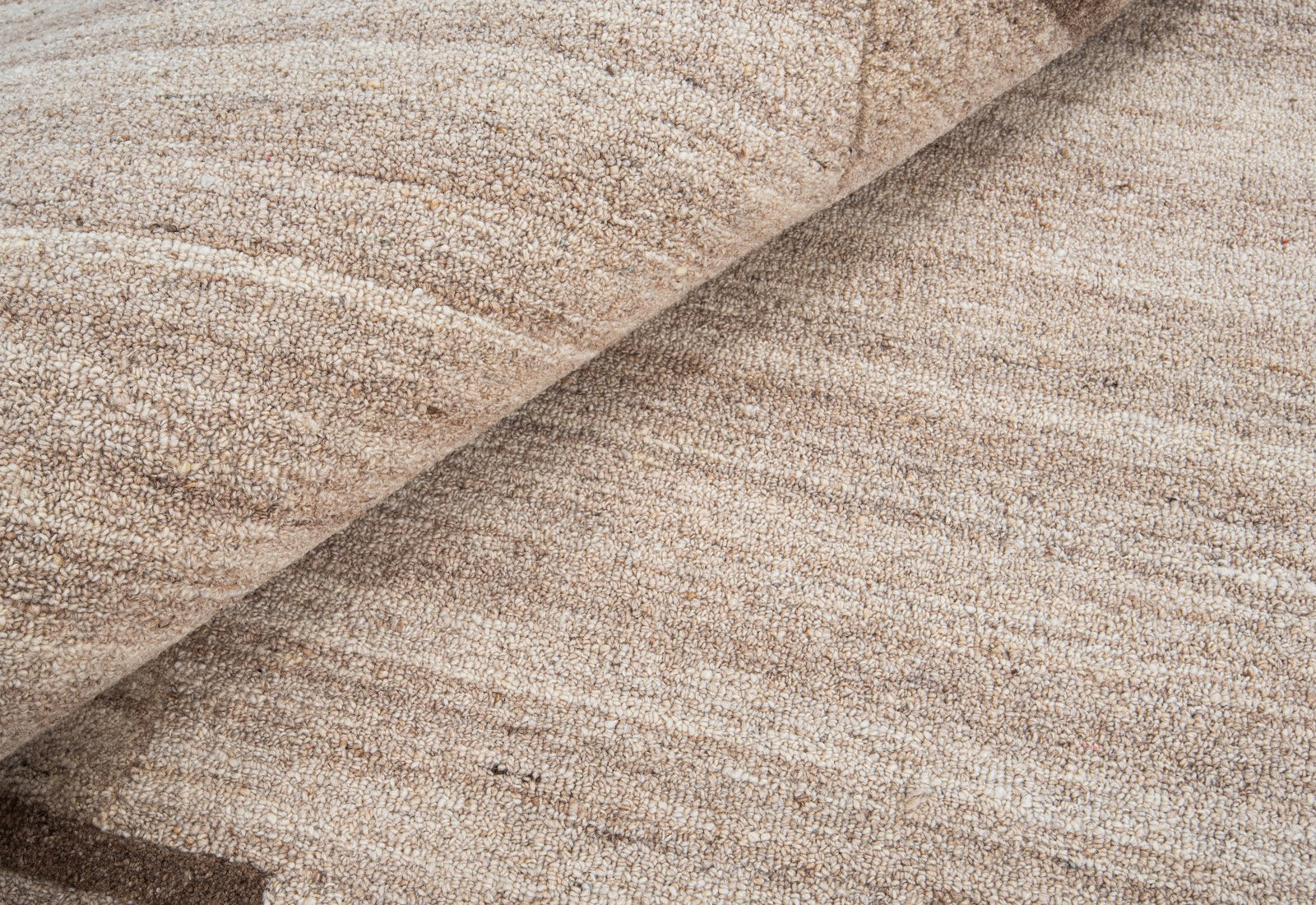 Ivory, Beige & Brown Geometric Border Wool Rug — Square 4