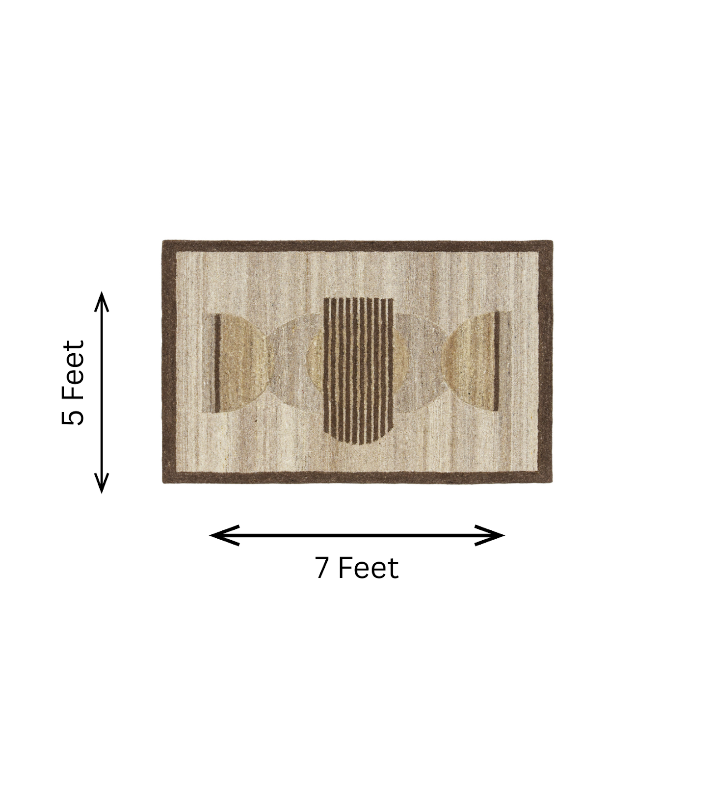 Ivory & Brown Circle Stripe Wool Wall Art with Border 4
