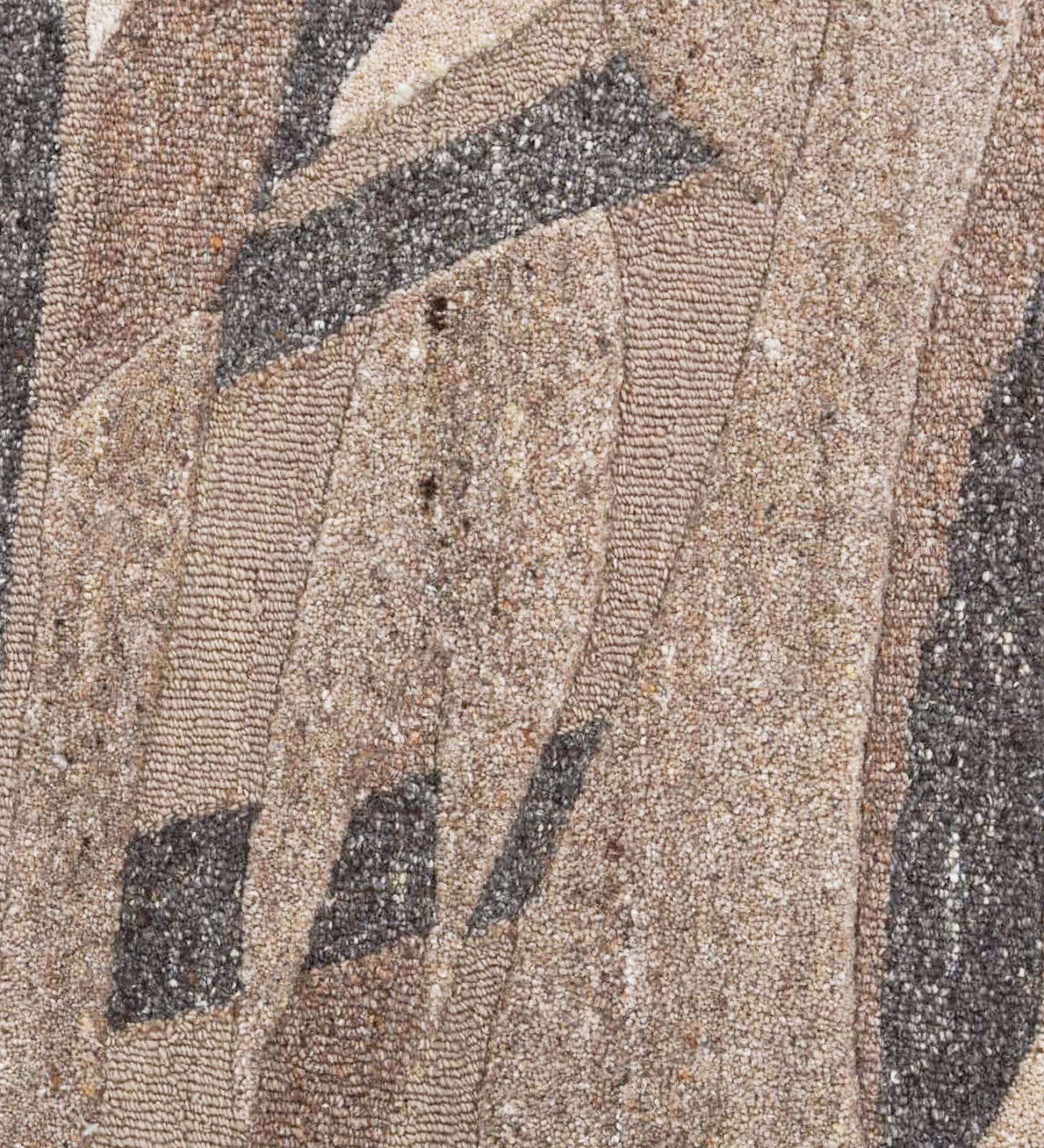 Brown, Beige & Charcoal Abstract Stripe Natural Wool Rug — Square 5