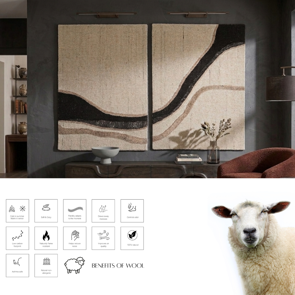 Brown & Tan Wave Stripe Wool Wall Art (2-Panel Set) 12