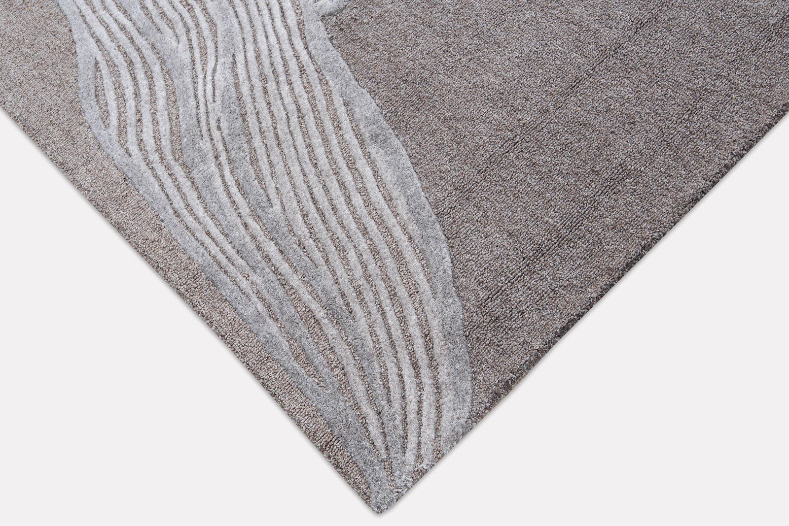 Ivory & Beige Abstract Wave Wool & Silk Rug — Square 5