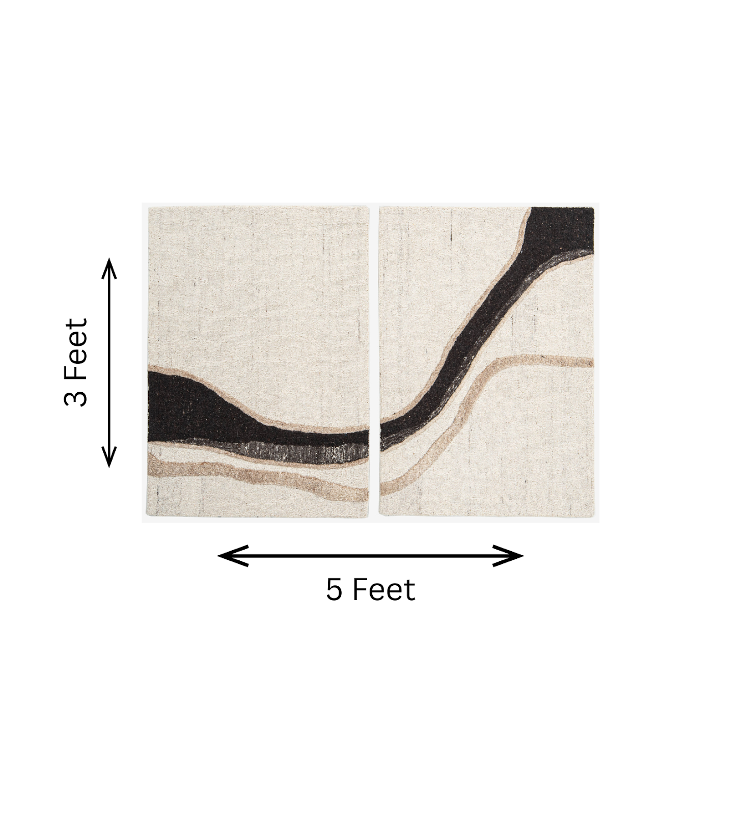 Brown & Tan Wave Stripe Wool Wall Art (2-Panel Set) 2