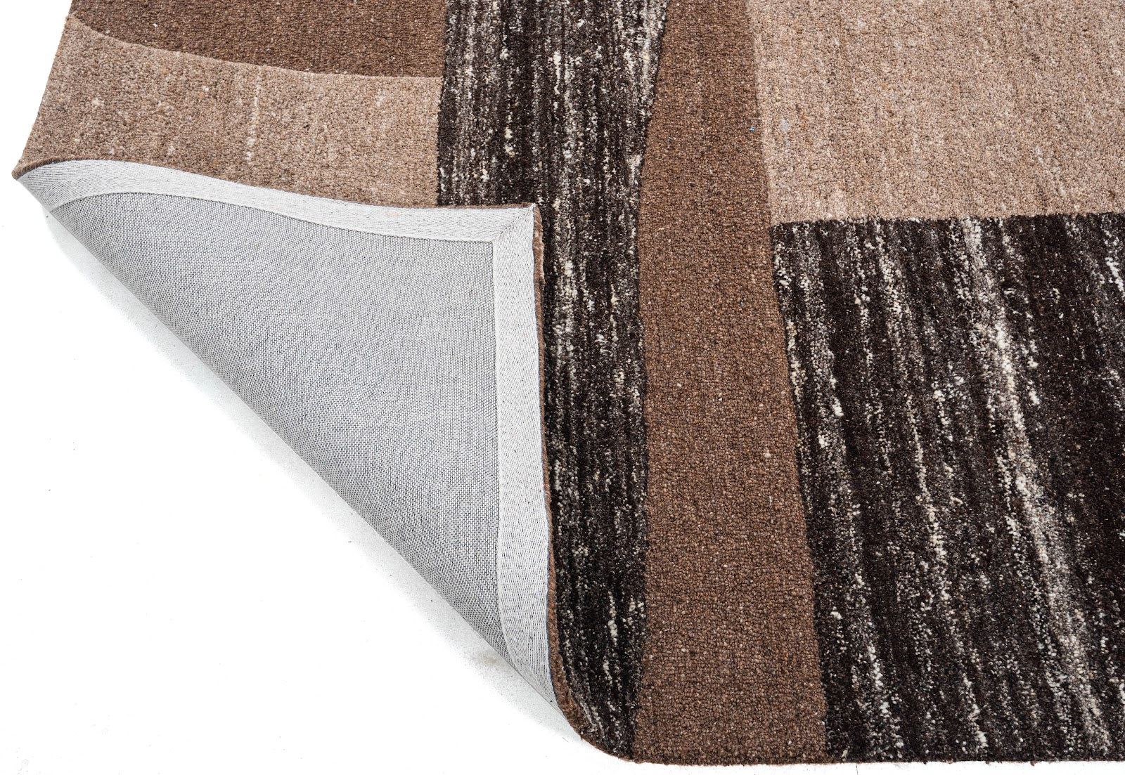 Brown, Beige & Black Abstract Organic Wool Rug — Square 5