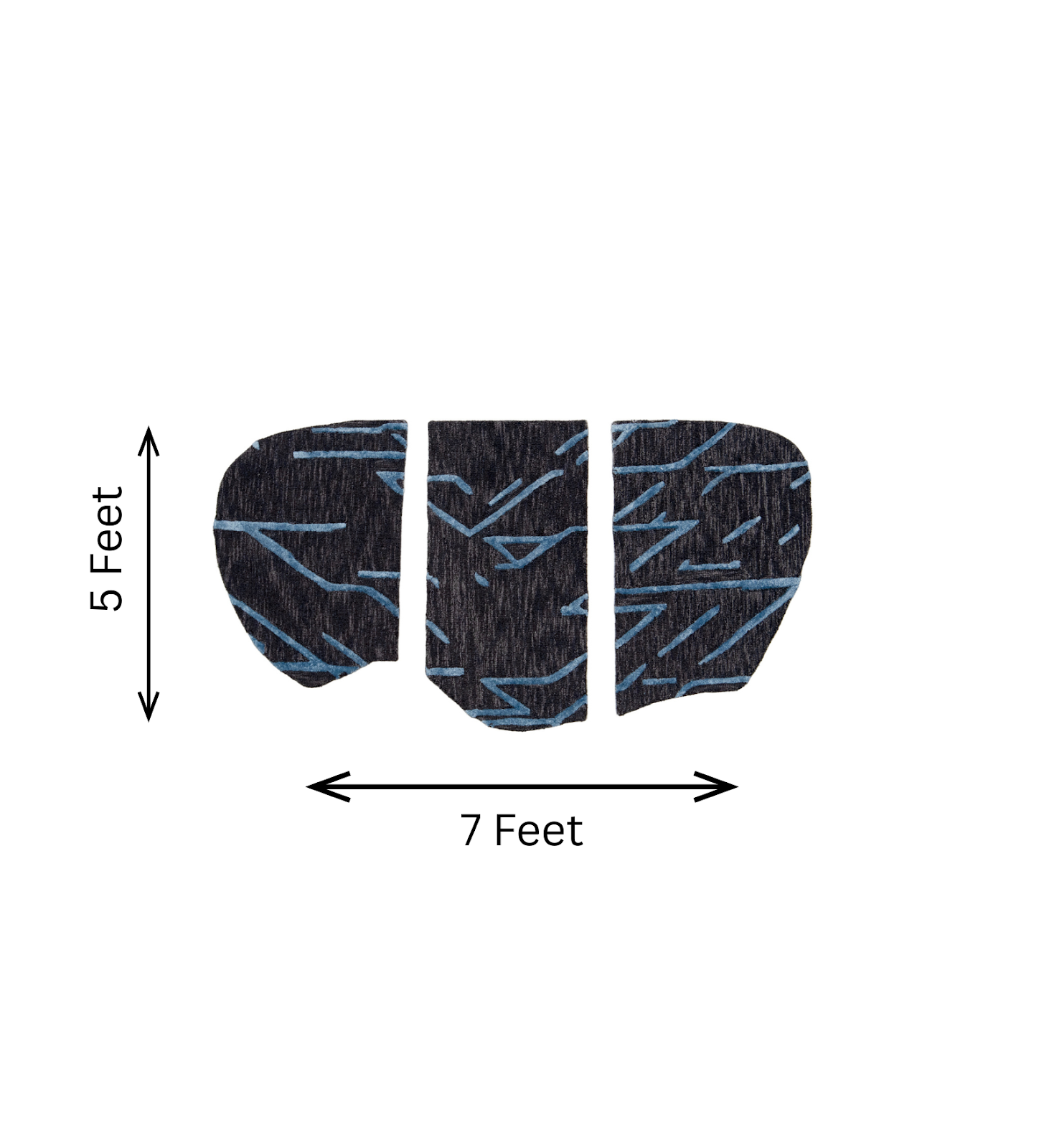 Charcoal Grey & Teal Abstract Line Wool Silk Wall Art (3-Panel Set) 3