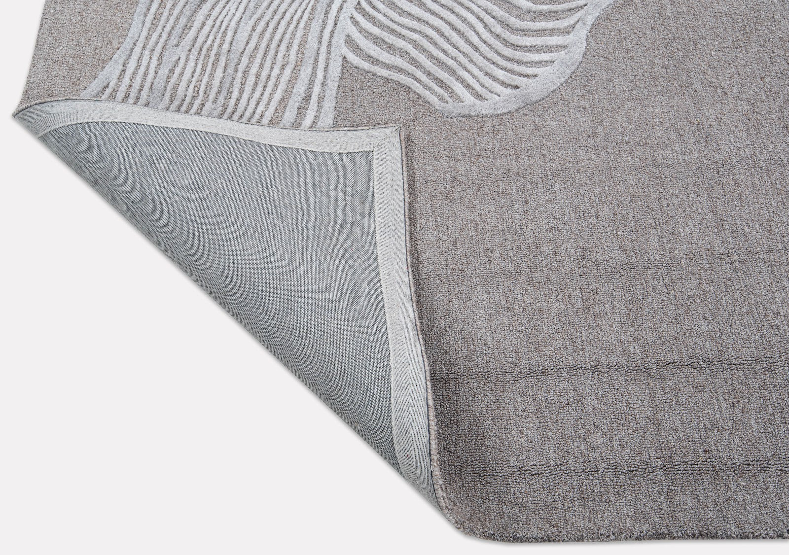 Ivory & Beige Abstract Wave Wool & Silk Rug — Square 4