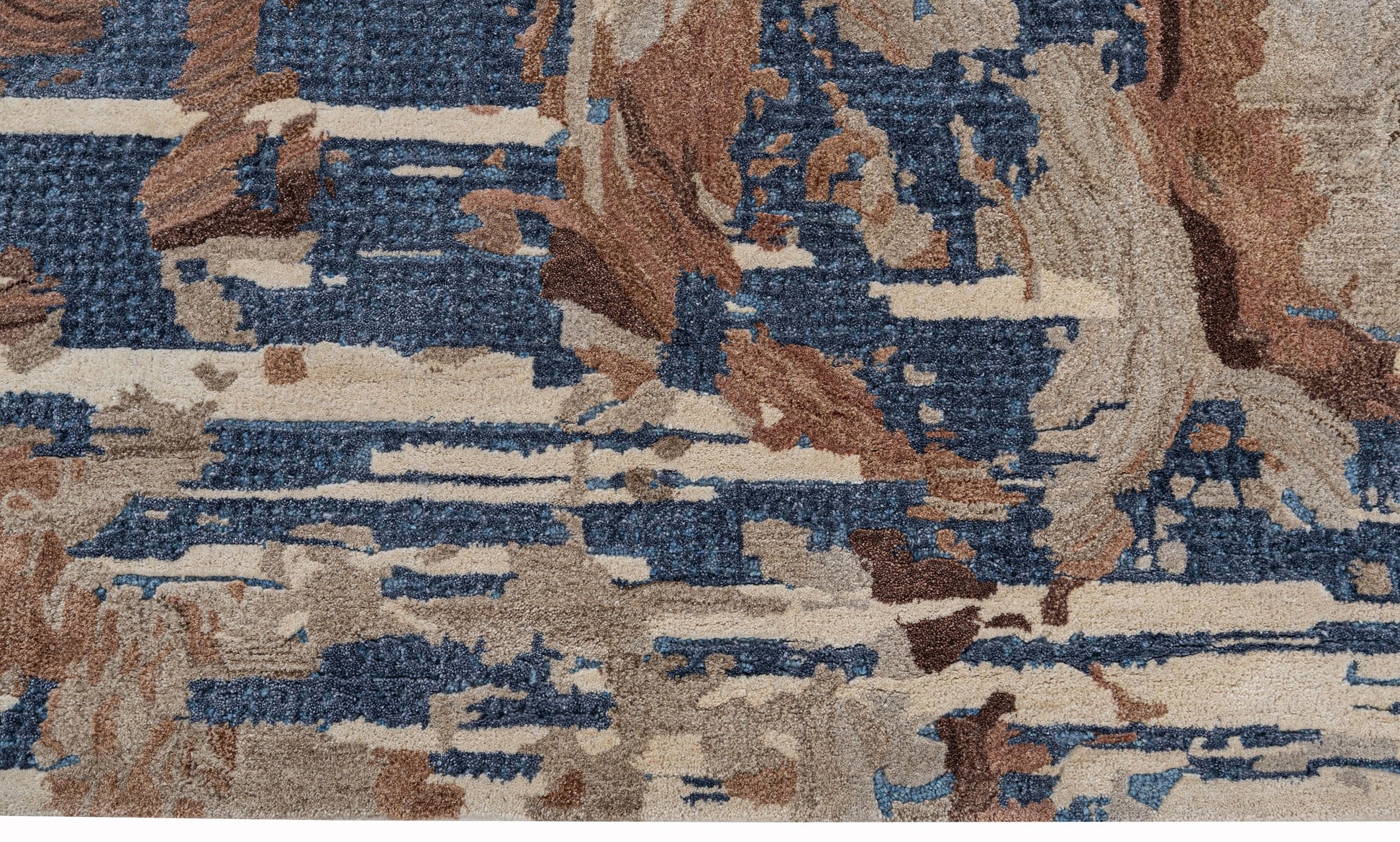 Ivory Brown handmade wool and silk rug