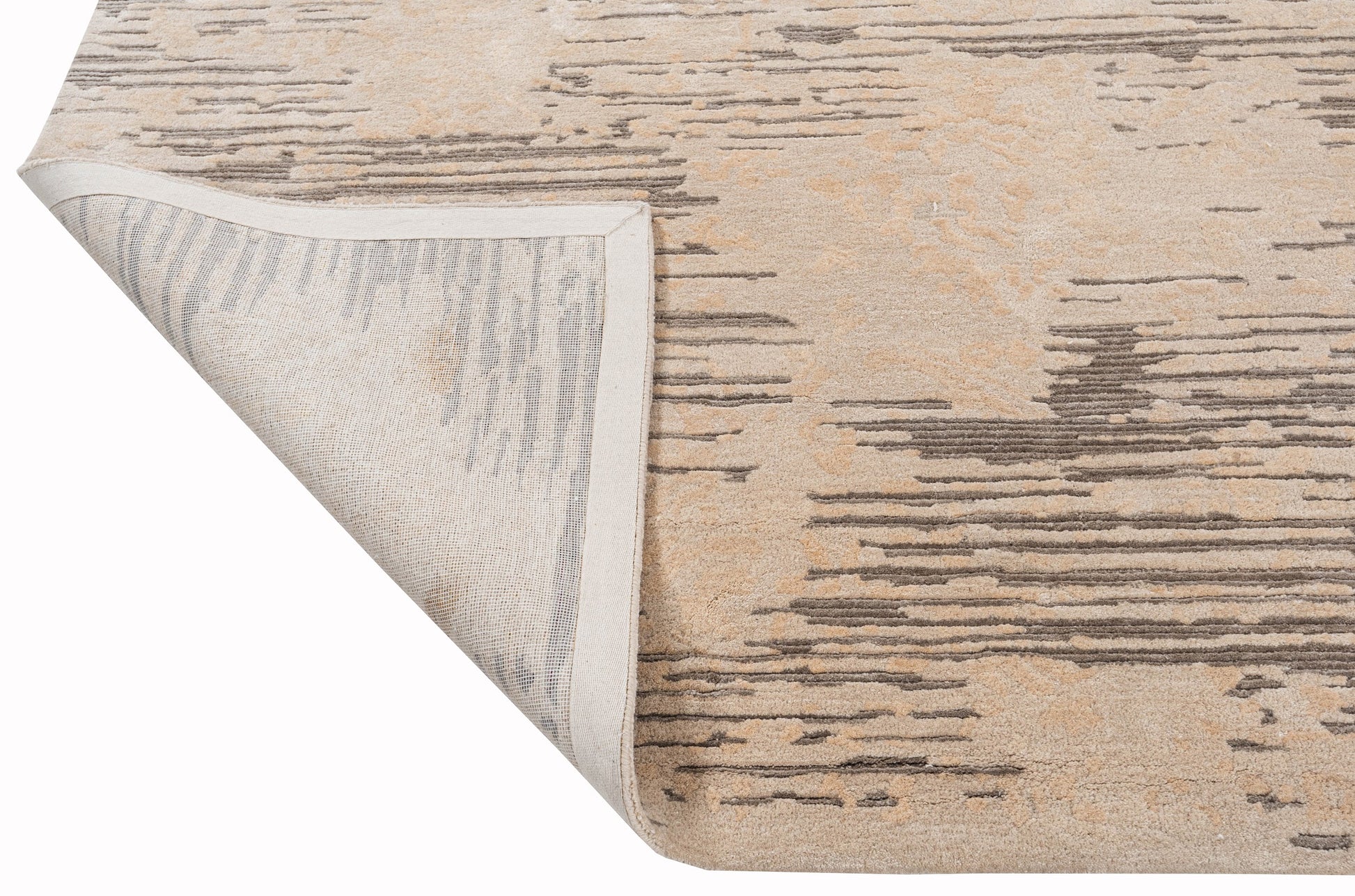 Ivory handmade wool and silk rug