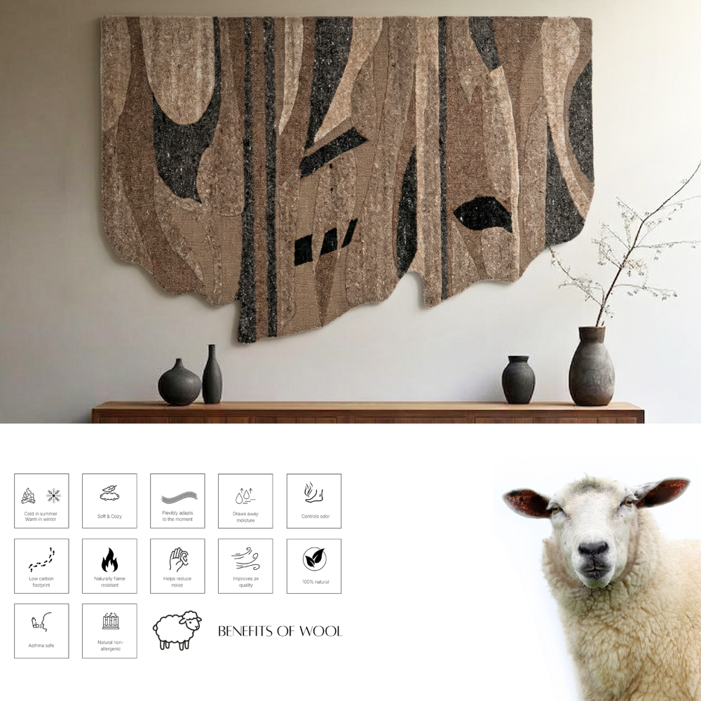 Taupe & Charcoal Abstract Stripe Wool Wall Art 5